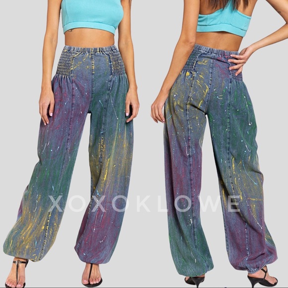 POL Rainbow Festival Harem Jogger Denim Jeans - Picture 10 of 15